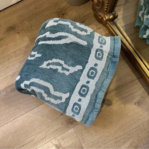 NEW Anthropologie Tiber Slate Blue Abstract Window Curtain 108” - Picture 3 of 5